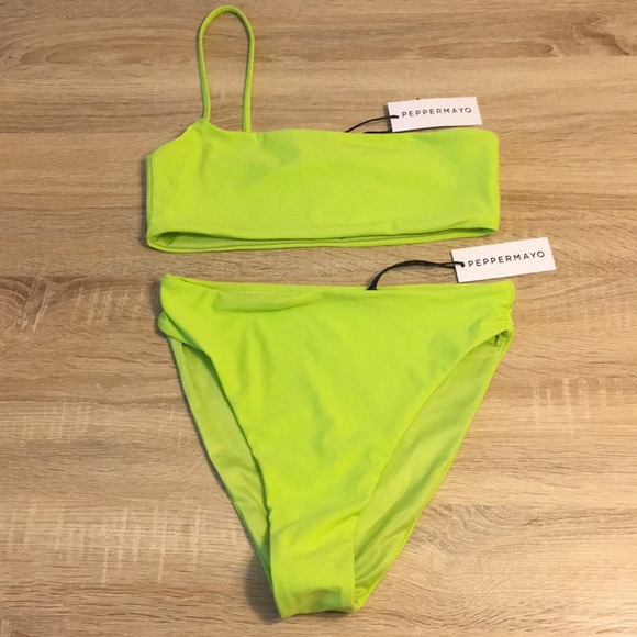 NWT Peppermayo High Waisted Neon Bikini Set - Picture 4 of 8